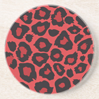 RAB Rockabilly Leopard Print Red Black Coaster