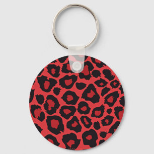 RAB Rockabilly Leopard Print Red Black Keychain