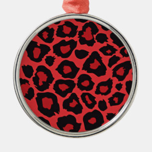RAB Rockabilly Leopard Print Red Black Metal Ornament