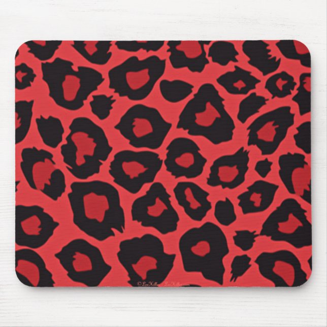 RAB Rockabilly Leopard Print Red Black Mouse Pad (Front)