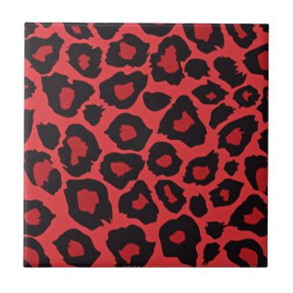 RAB Rockabilly Leopard Print Red Black Tile