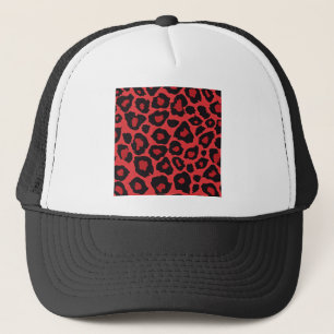 RAB Rockabilly Leopard Print Red Black Trucker Hat