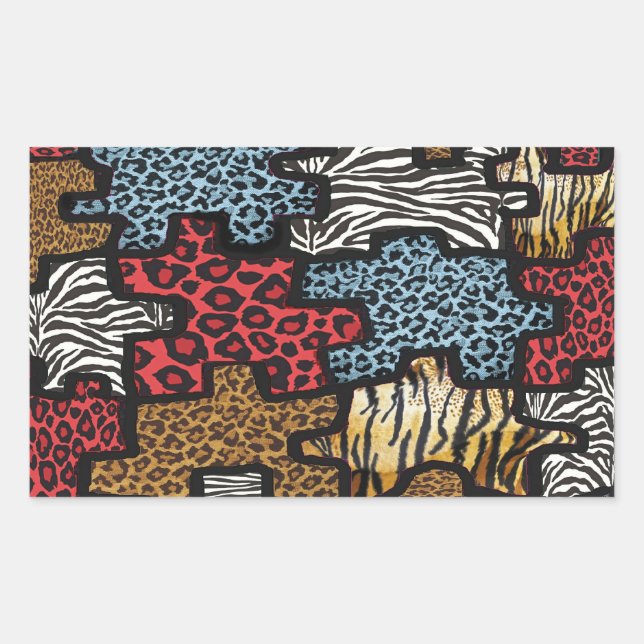 RAB Rockabilly Leopard Zebra Puzzle Print Gifts Sticker (Front)