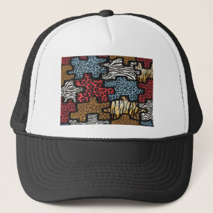 RAB Rockabilly Leopard Zebra Puzzle Print Gifts Trucker Hat