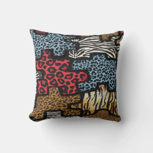 RAB Rockabilly Leopard Zebra Puzzle Print  Pillow