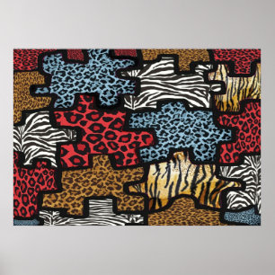 RAB Rockabilly Leopard Zebra Puzzle Print Poster