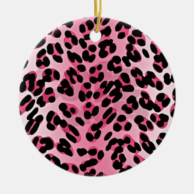 RAB Rockabilly Pink Cheetah Print Ceramic Ornament (Front)