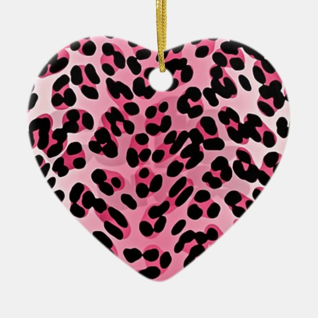 RAB Rockabilly Pink Cheetah Print Ceramic Ornament (Front)