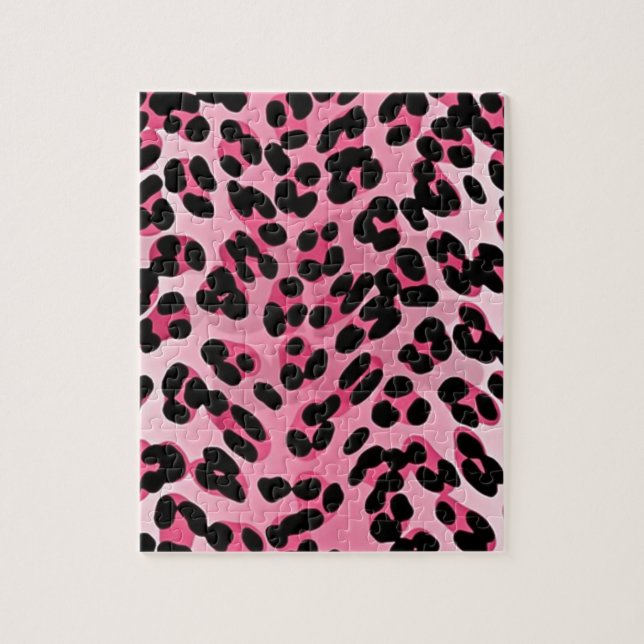 RAB Rockabilly Pink Cheetah Print Jigsaw Puzzle (Vertical)