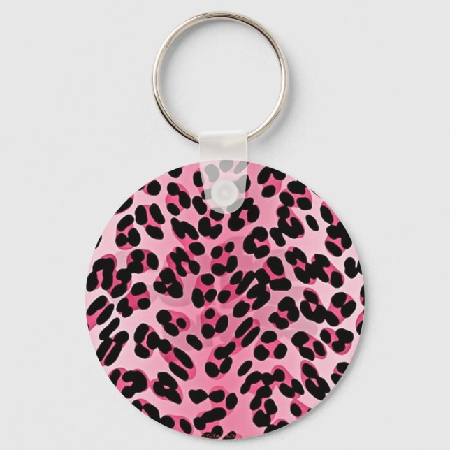 RAB Rockabilly Pink Cheetah Print Keychain (Front)