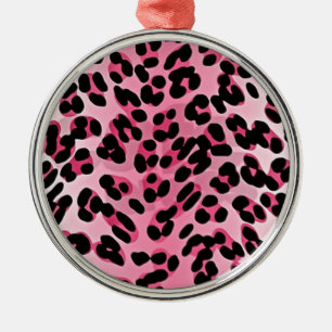 RAB Rockabilly Pink Cheetah Print Metal Ornament