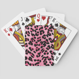 RAB Rockabilly Pink Cheetah Print Playing Cards