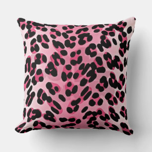 RAB Rockabilly Pink Cheetah Print Throw Pillow