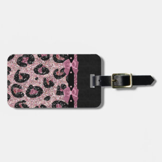 RAB Rockabilly Pink Leopard Print Ribbon Bows Luggage Tag