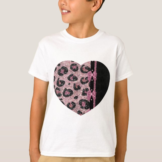RAB Rockabilly Pink Leopard Print Ribbon Bows T-Shirt (Front)