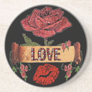 RAB Rockabilly Roses, Love & Lipstick Coaster