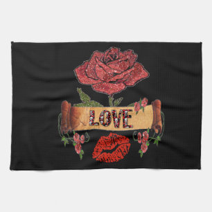RAB Rockabilly Roses, Love & Lipstick Kitchen Towel
