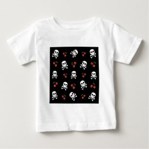 RAB Rockabilly Skulls and Cherries on Black Baby T-Shirt