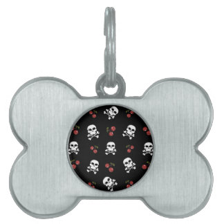 RAB Rockabilly Skulls and Cherries on Black Pet Name Tag