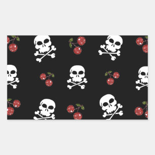 RAB Rockabilly Skulls and Cherries on Black Sticker