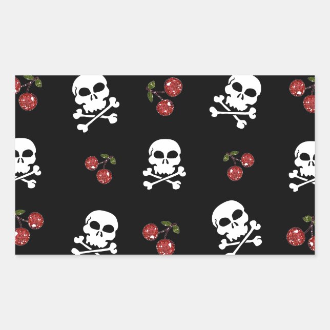 RAB Rockabilly Skulls and Cherries on Black Sticker (Front)