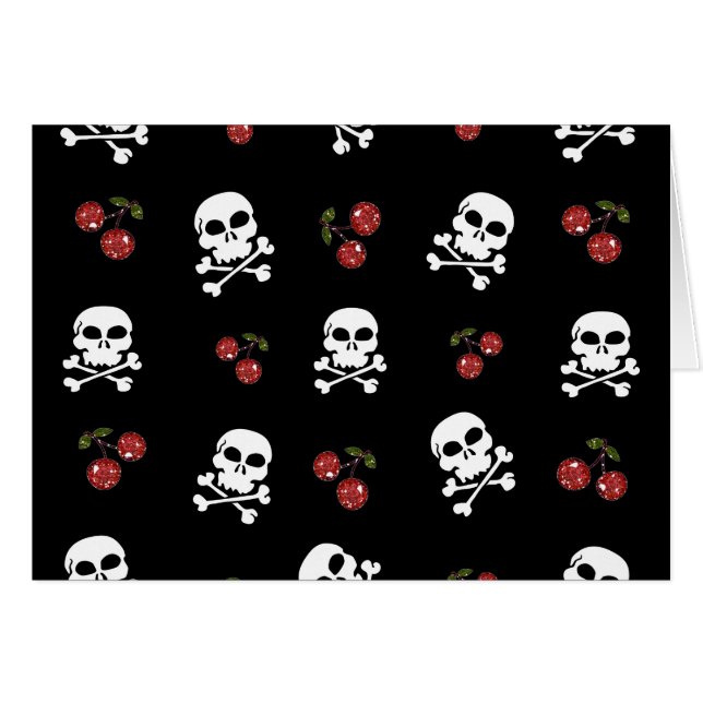 RAB Rockabilly Skuls et Cerises sur Noir (Devant horizontal)