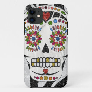 RAB Rockabilly Sugar Skull on Zebra Print iPhone 11 Case
