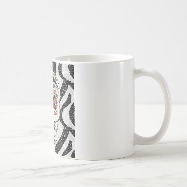 RAB Rockabilly Sugar Skull on Zebra Print Coffee Mug (Right)