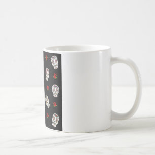 RAB Rockabilly Sugar Skulls Roses On Black Coffee Mug
