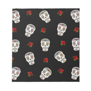 RAB Rockabilly Sugar Skulls Roses On Black Notepad