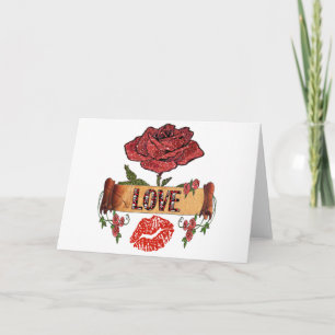 RAB Rockabilly Valentine Roses, Love & Lipstick Holiday Card