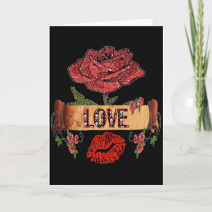 RAB Rockabilly Valentine Roses, Love & Lipstick Holiday Card