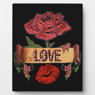 RAB Rockabilly Valentine Roses, Love & Lipstick Plaque