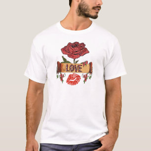 RAB Rockabilly Valentine Roses, Love & Lipstick T-Shirt