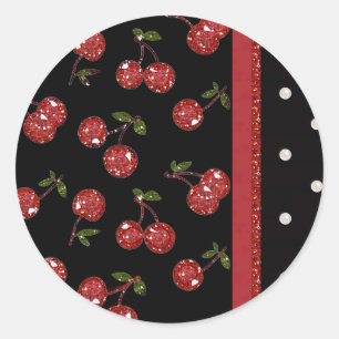RAB Rockabilly Very Cherry Cherries Black Classic Round Sticker