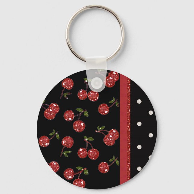 RAB Rockabilly Very Cherry Cherries Black Keychain (Front)
