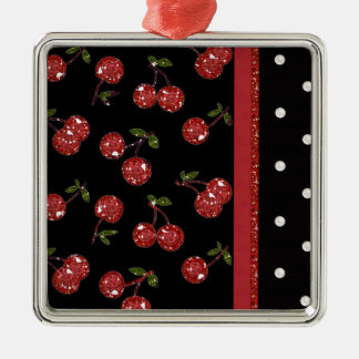 RAB Rockabilly Very Cherry Cherries Black Metal Ornament