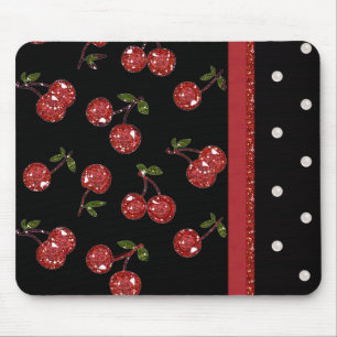RAB Rockabilly Very Cherry Cherries Black Mouse Pad