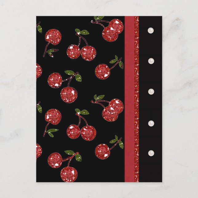 RAB Rockabilly Very Cherry Cherries Black Postcard (Front)
