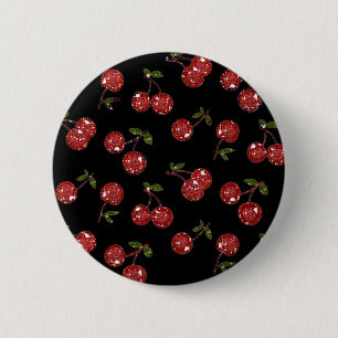 RAB Rockabilly Very Cherry Cherries On Black 2 Inch Round Button
