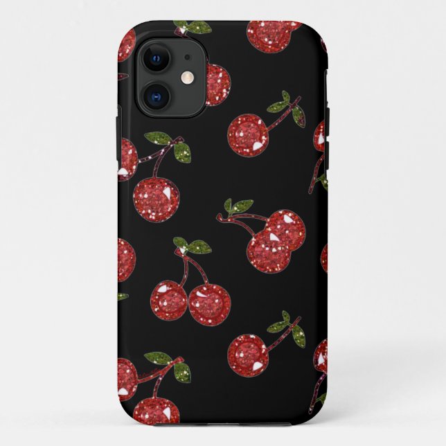 RAB Rockabilly Very Cherry Cherries On Black Case-Mate iPhone Case (Back)