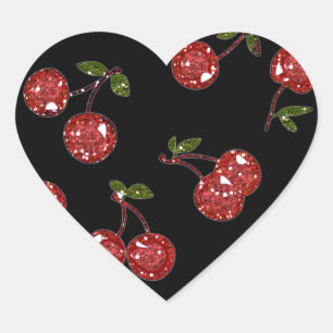 RAB Rockabilly Very Cherry Cherries On Black Heart Sticker