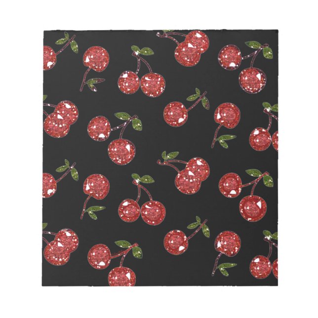 RAB Rockabilly Very Cherry Cherries On Black Notepad (Front)