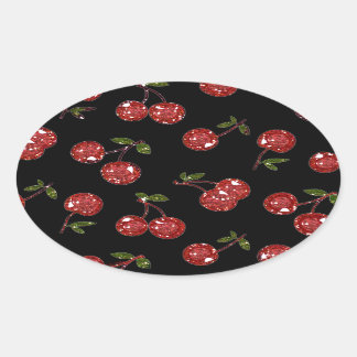 RAB Rockabilly Very Cherry Cherries On Black Oval Sticker