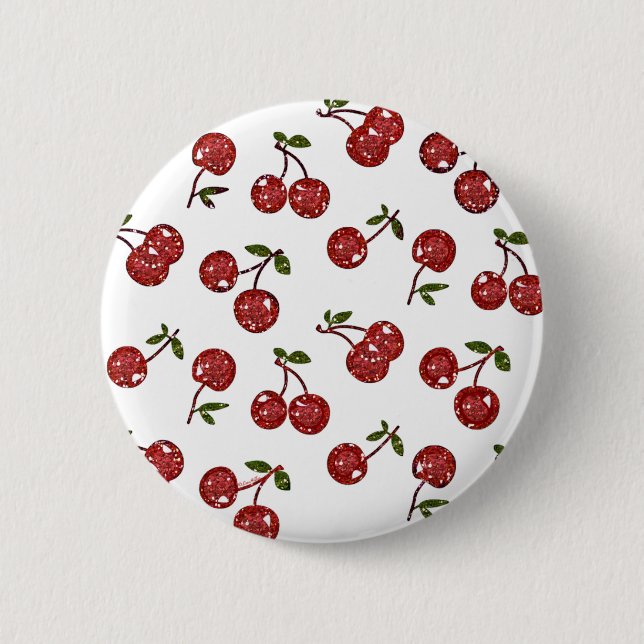 RAB Rockabilly Very Cherry Cherries On White 2 Inch Round Button (Front)