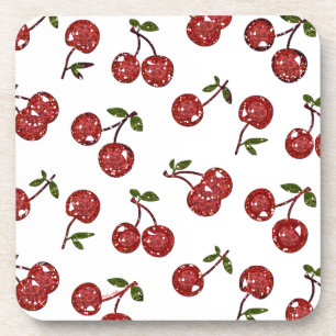 RAB Rockabilly Very Cherry Cherries On White Coaster