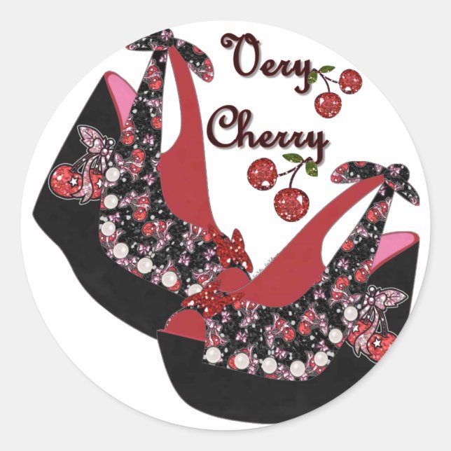RAB Rockabilly Very Cherry Shoes Classic Round Sticker (Front)