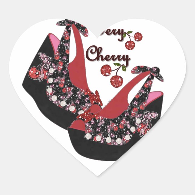 RAB Rockabilly Very Cherry Shoes Heart Sticker (Front)
