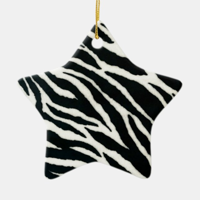 RAB Rockabilly Zebra Print Black & White Ceramic Ornament (Front)