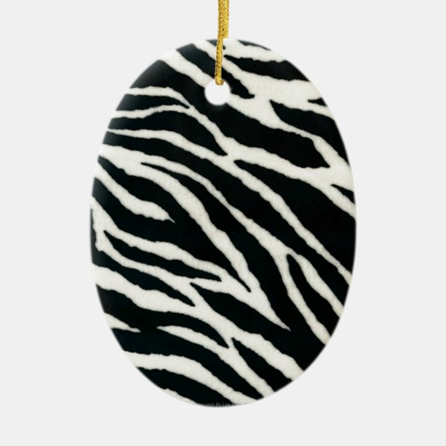 RAB Rockabilly Zebra Print Black & White Ceramic Ornament (Front)